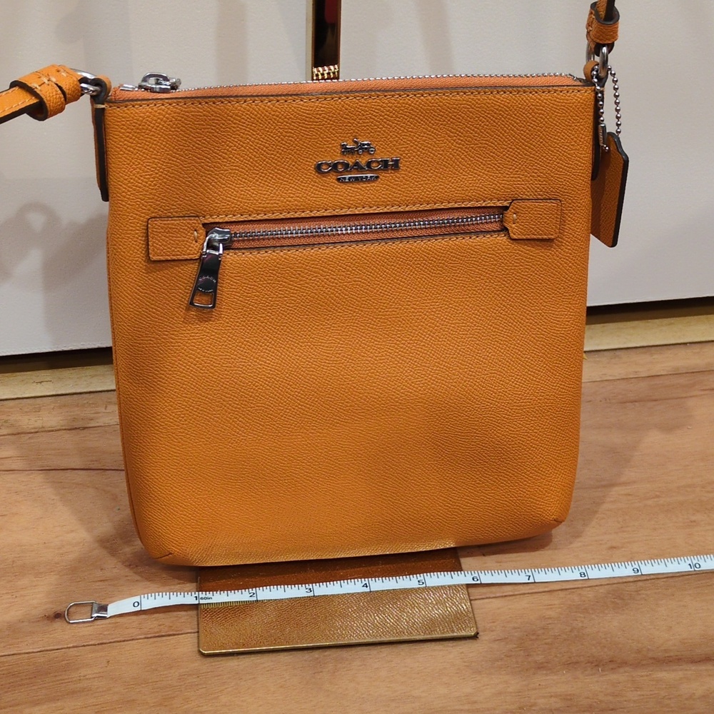 Coach NWOT Papaya Orange Leather Mini Rowan File Crossbody Bag Purse - Picture 5 of 17